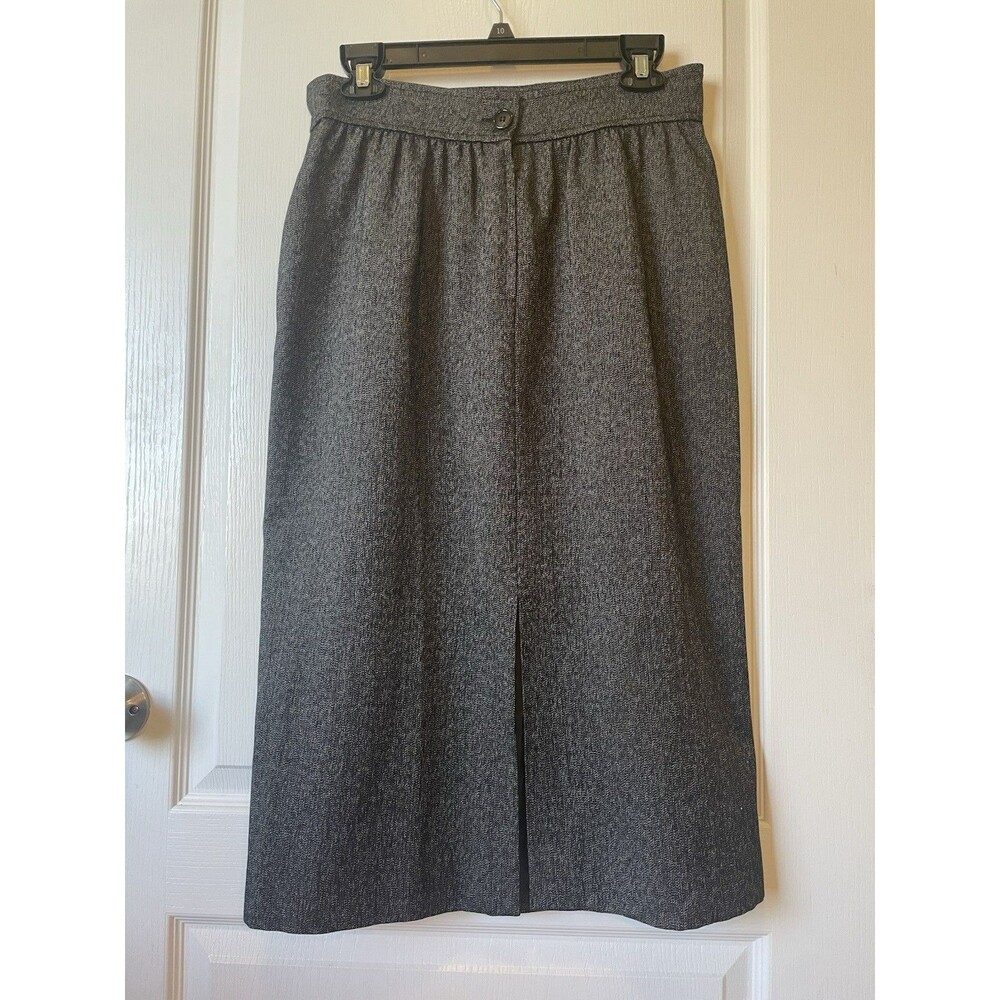 VTG Guy Laroche Skirt Wool Blend Size 44 Large Made in France Black - Picture 3 of 10